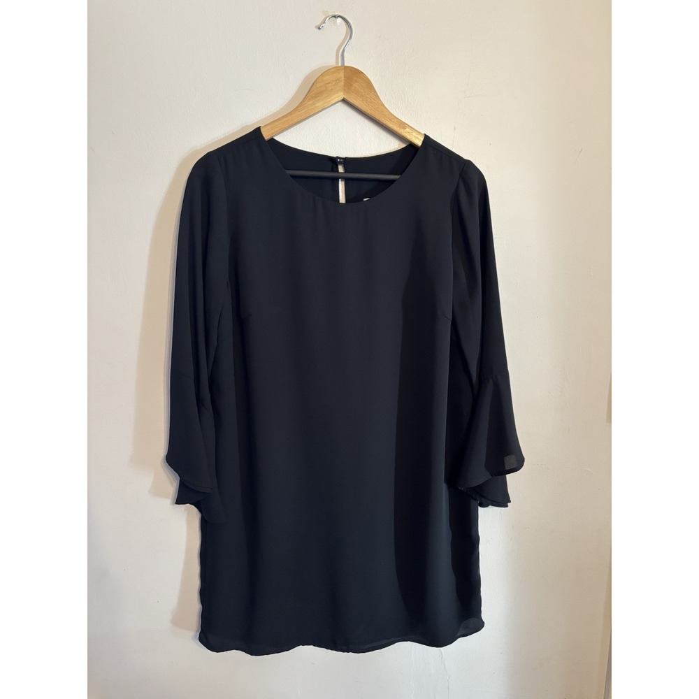 Veronica M Women's Black Bell Sleeve A-Line Shift Dress Lined Size Small